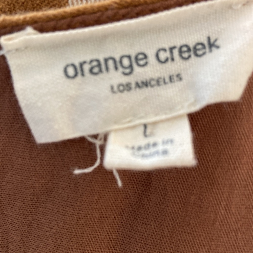 Orange Creek brown/white stripe cotton dress size L. - Picture 7 of 8